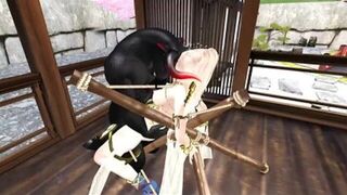 The horny girl from Cryptofantasy visits a shibari room fuck with a big cock - porn video