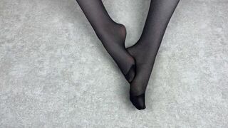 Beautiful mistress loves to caress her legs in black nylon pantyhose - porn video