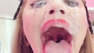 Sloppy deepthroat spit drool covered wrecked face throat bulge - porn video